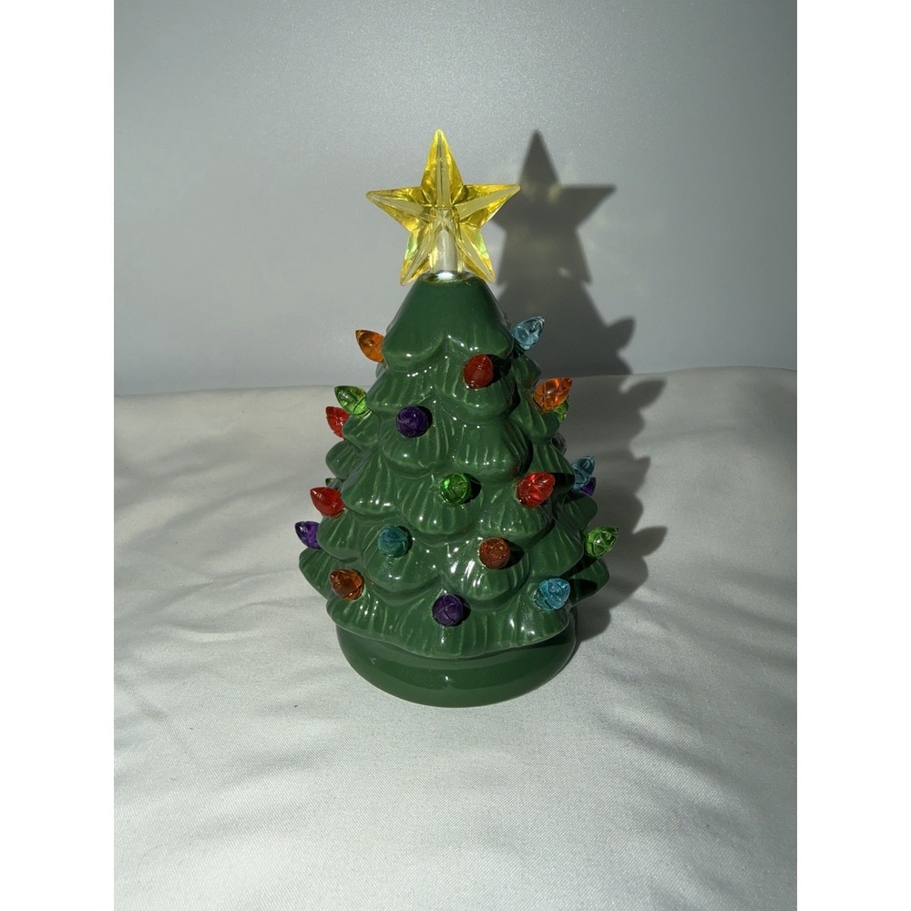 5" Vintage Style Ceramic Light Up Christmas Tree Ornament Works! READ